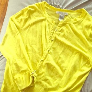 Cute bright yellow sweater with jewel buttons